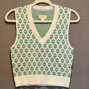Maeve Patterned Knit Vest with Green and Purple